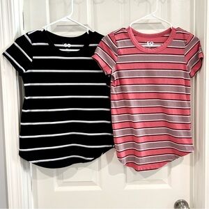 SO Women Juniors Round Neck Striped Short Sleeve T-Shirts XS Bundle Pink Black